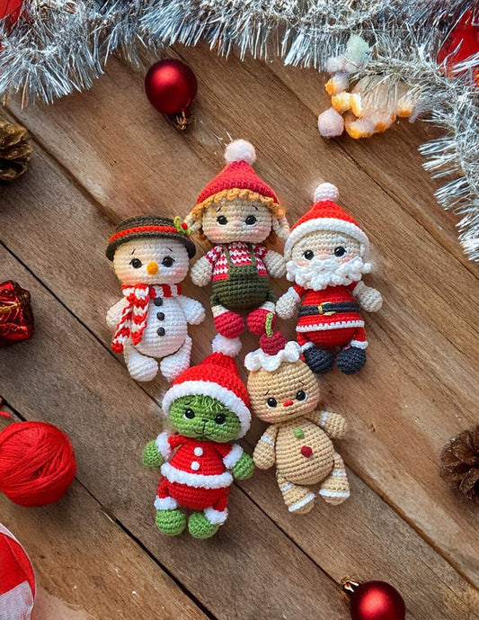 5-in-1 Crochet Pattern: Christmas Tree Decoration Toy Set (PDF)